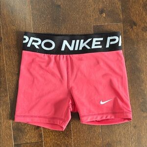 Nike Pro Coral Pink Shorts with Black Waistband
